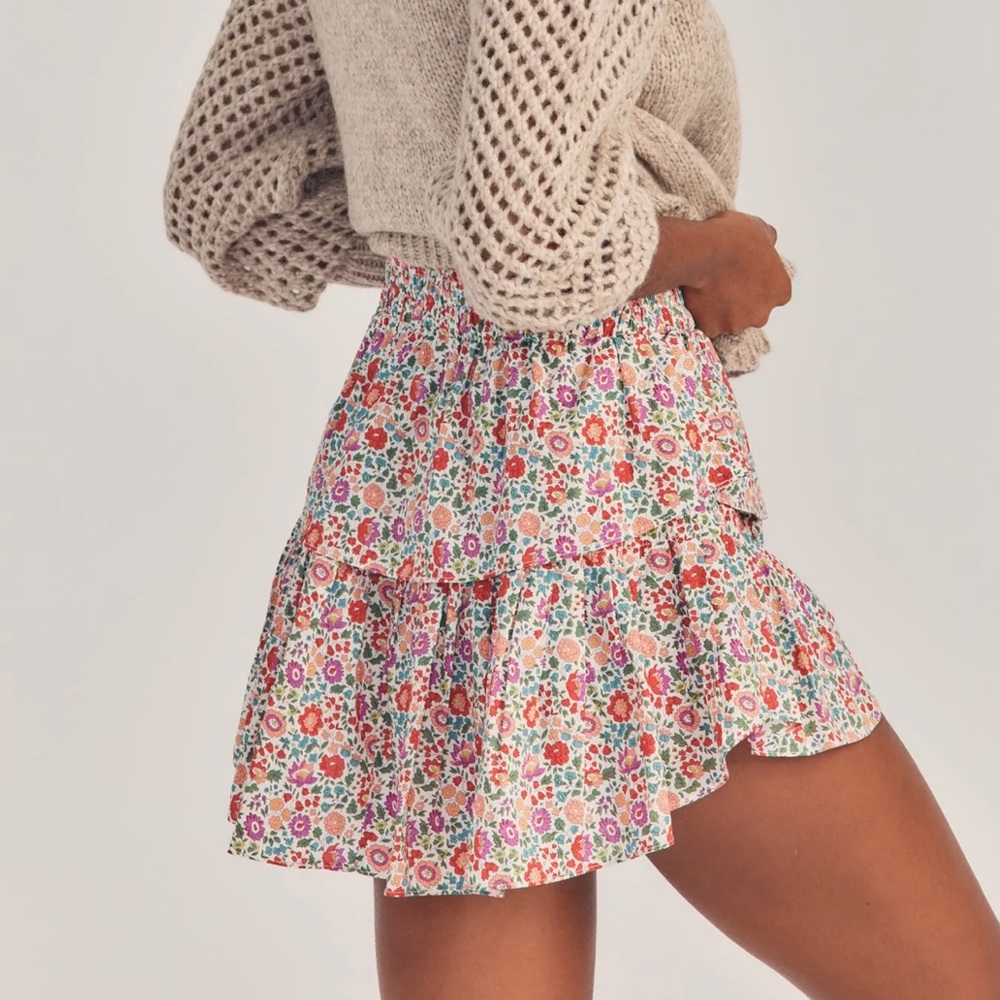 NWT LoveShackFancy x Liberty Ruffle Skirt, P (XXS, 00) - Picture 2 of 5